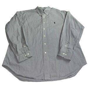 Ralph Lauren Classic Fit Shirt‎ Men's Size 17 34/35 Gray Black Pony Logo B44
